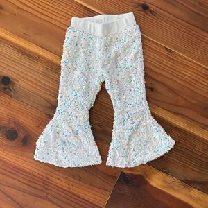 White Sequin Flare Pants (6-12 months)